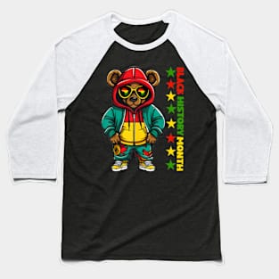 Black History Month Hip Hop Teddy Bear African American Boys Baseball T-Shirt